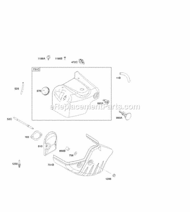 Blower HousingShrouds Diagram and Parts List for 21Z314-0110-E1  Briggs and Stratton Engine